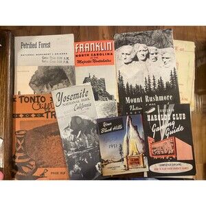 Vtg 1950’s Travel Brochures Maps  NC, Yosemite, AZ, Mt Rushmore, Black Hills, NV